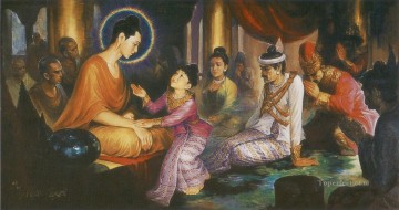 仏教徒 Painting - 若いラーフラ王子は母親に促され 仏教の相続を求めるようになる